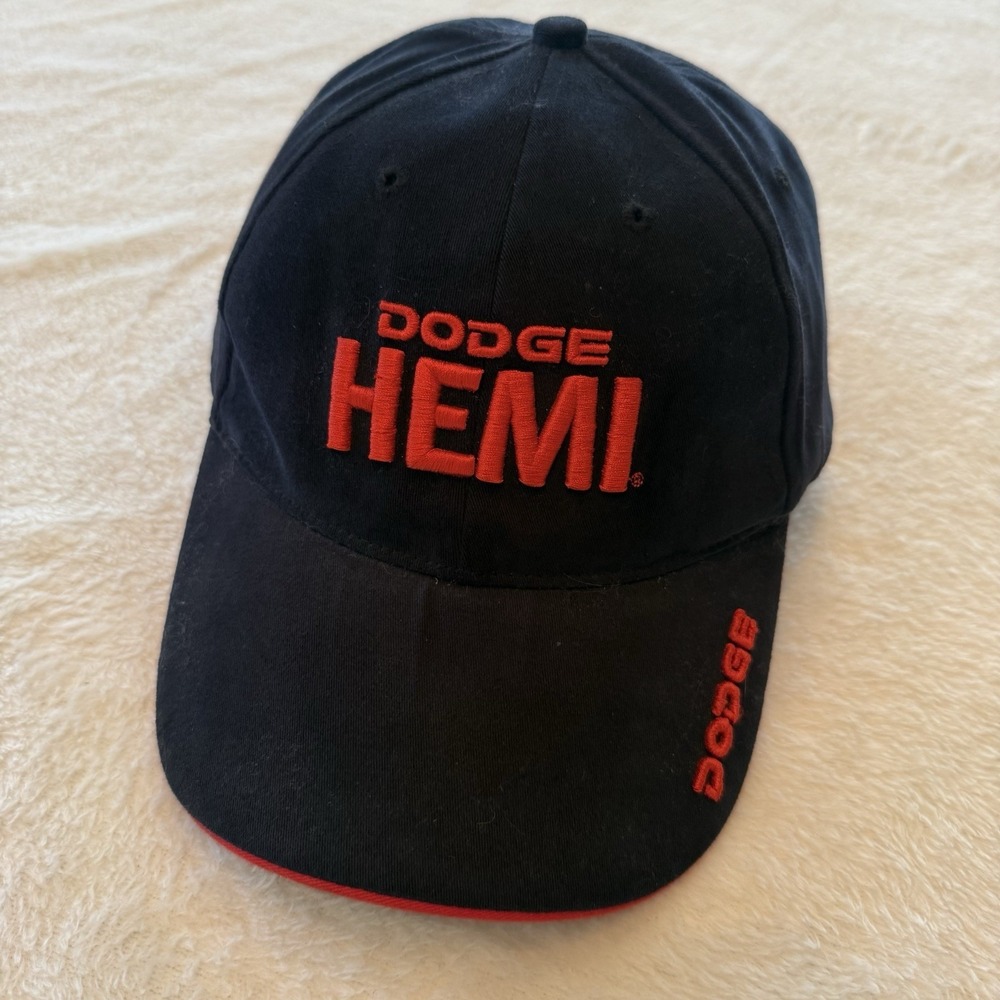 Dodge‎ Hemi Hat Embroidered Logo Baseball Cap Strap Back Black Red "Got One"